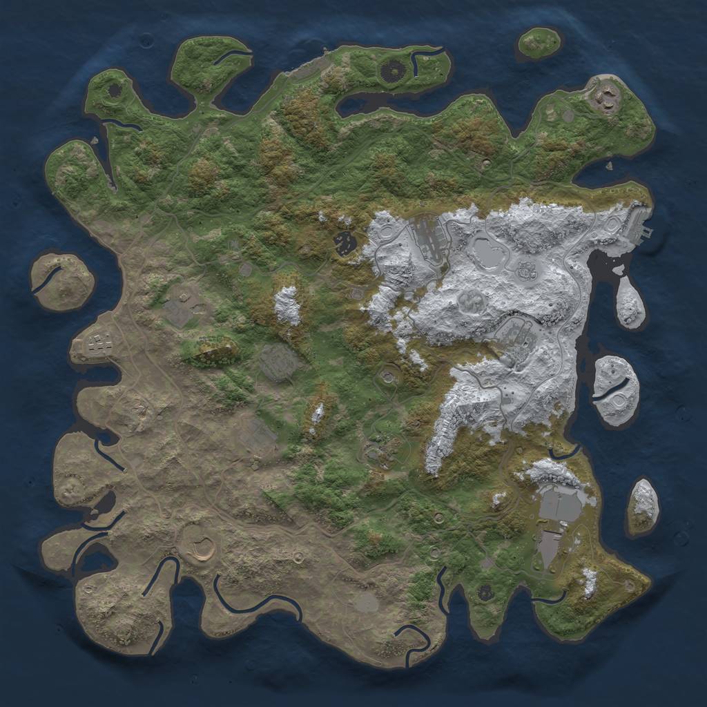 Rust Map: Procedural Map, Size: 4500, Seed: 304618, 20 Monuments