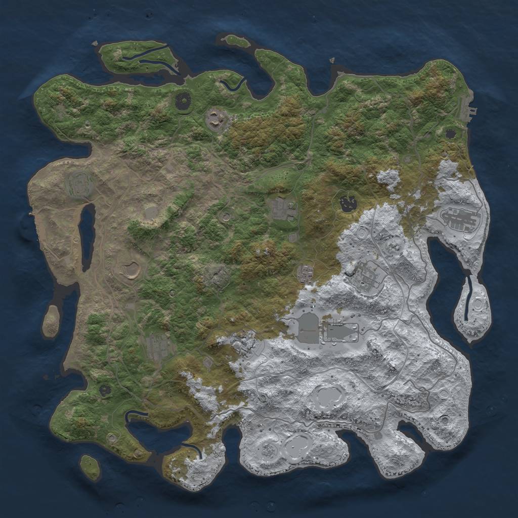 Rust Map: Procedural Map, Size: 4500, Seed: 3238850, 20 Monuments