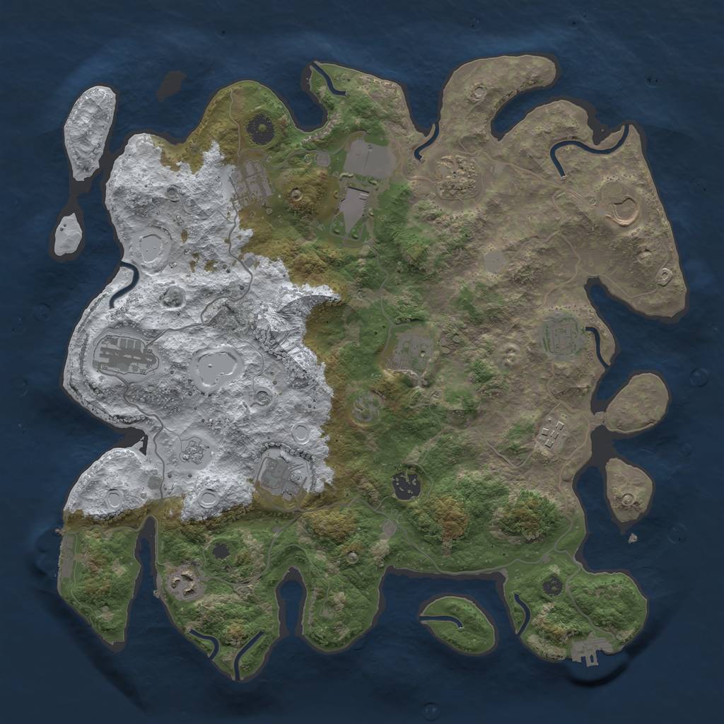 Rust Map: Procedural Map, Size: 3850, Seed: 928623833, 20 Monuments