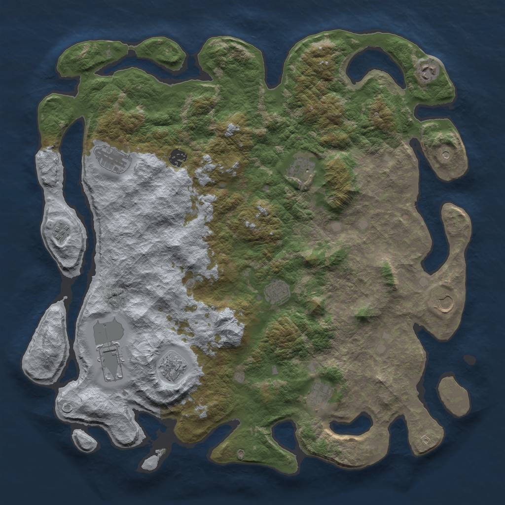 Rust Map: Barren, Size: 4500, Seed: 4906443, 13 Monuments