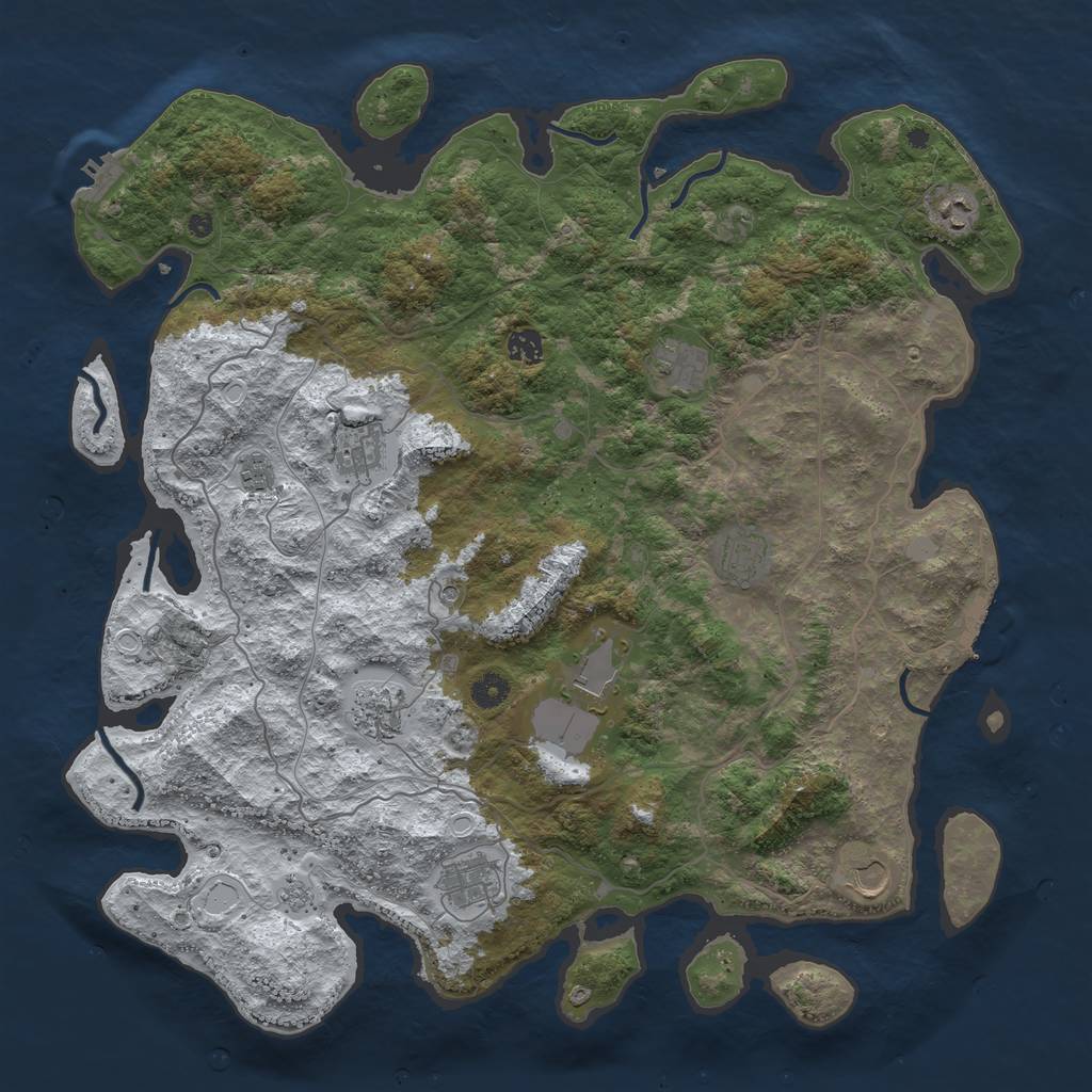 Rust Map: Procedural Map, Size: 4500, Seed: 5145782, 19 Monuments