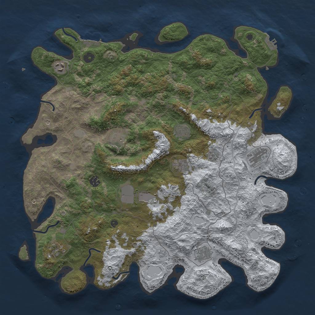 Rust Map: Procedural Map, Size: 4500, Seed: 1431189, 19 Monuments