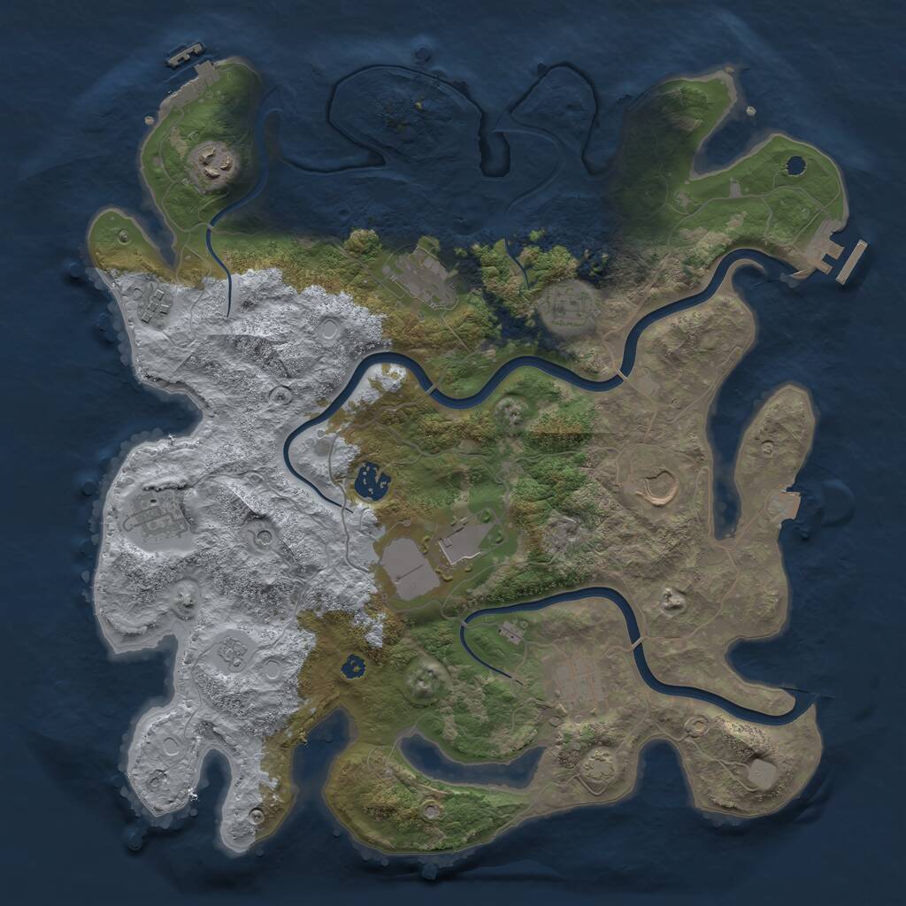 Rust Map: Procedural Map, Size: 3850, Seed: 1784268337, 15 Monuments