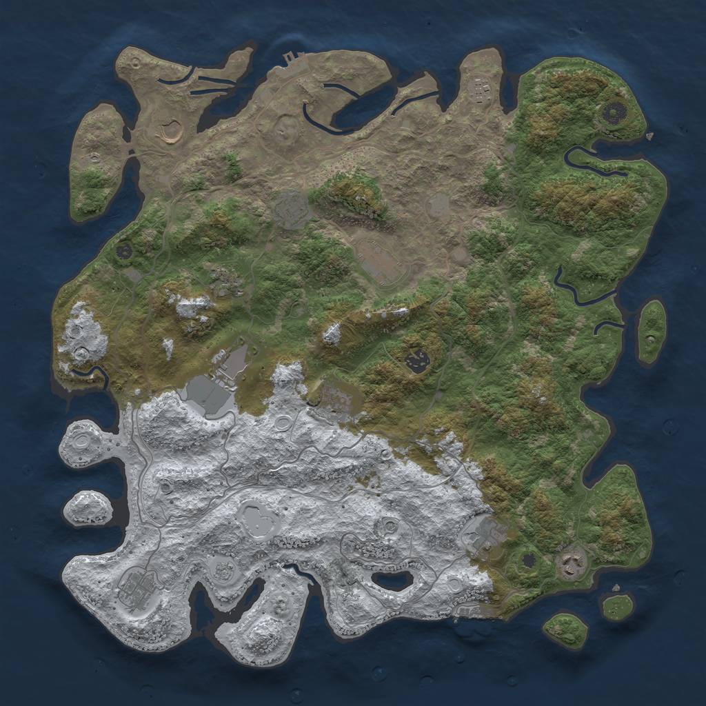Rust Map: Procedural Map, Size: 4500, Seed: 4167999, 20 Monuments