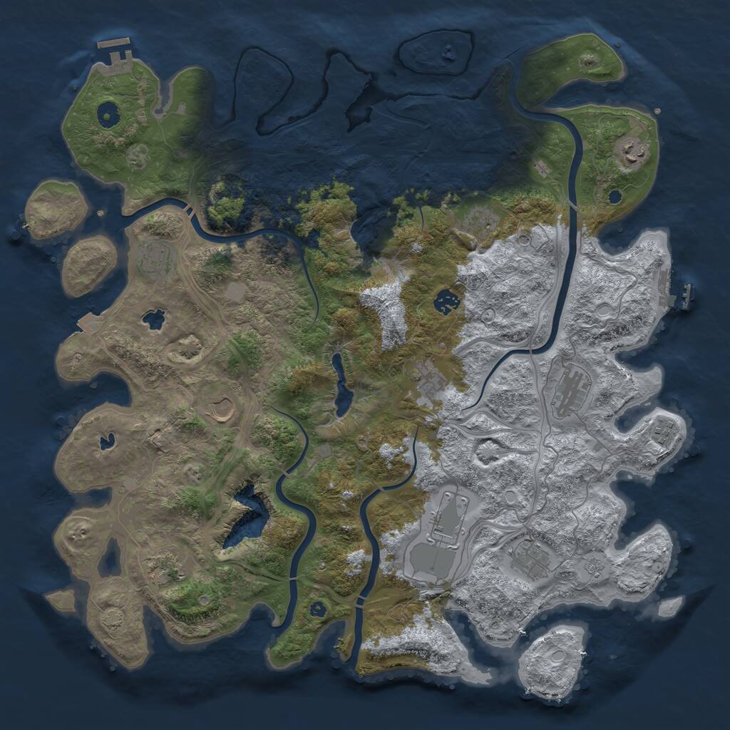 Rust Map: Procedural Map, Size: 4500, Seed: 3353050, 17 Monuments