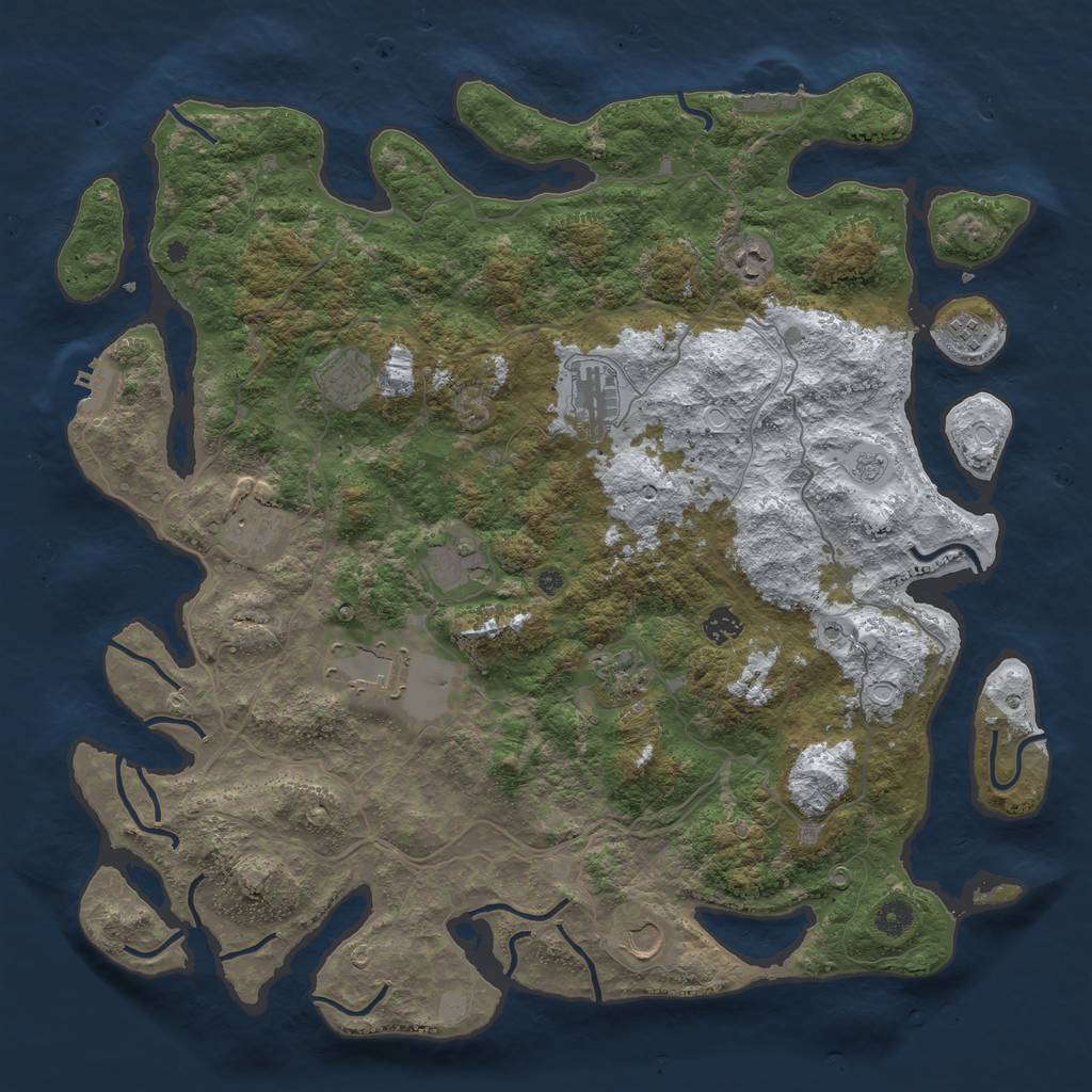 Rust Map: Procedural Map, Size: 4500, Seed: 4244981, 19 Monuments
