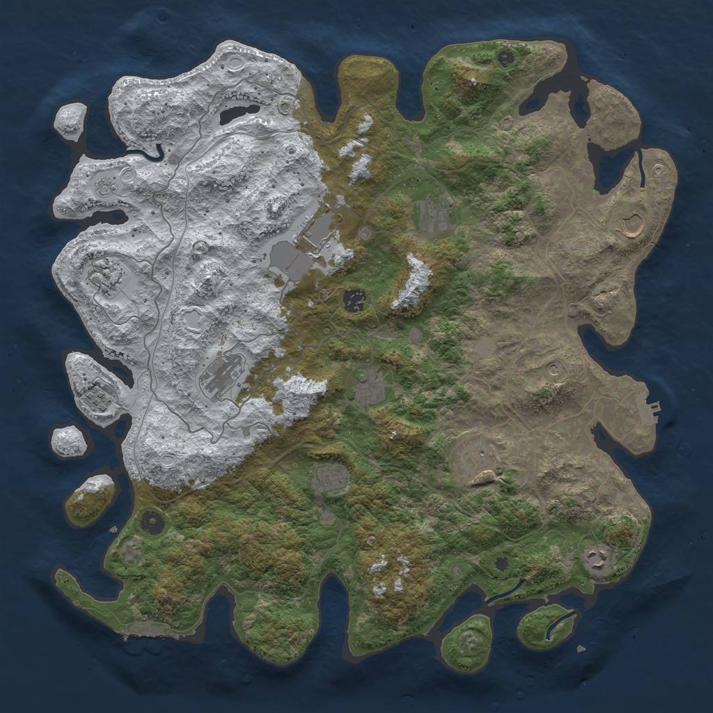 Rust Map: Procedural Map, Size: 4500, Seed: 3582772, 20 Monuments
