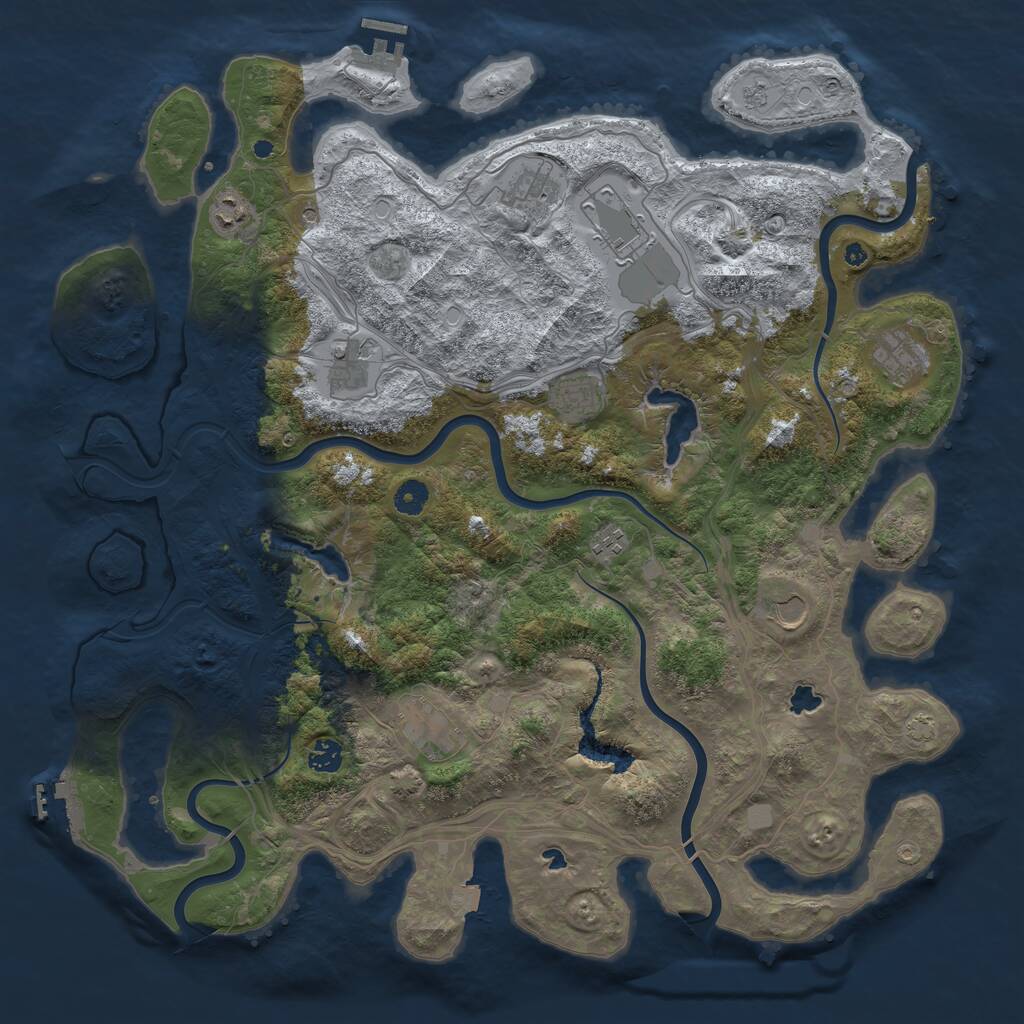 Rust Map: Procedural Map, Size: 4500, Seed: 903657, 16 Monuments