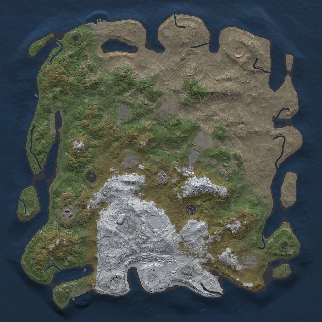 Rust Map: Procedural Map, Size: 4500, Seed: 1553431, 20 Monuments