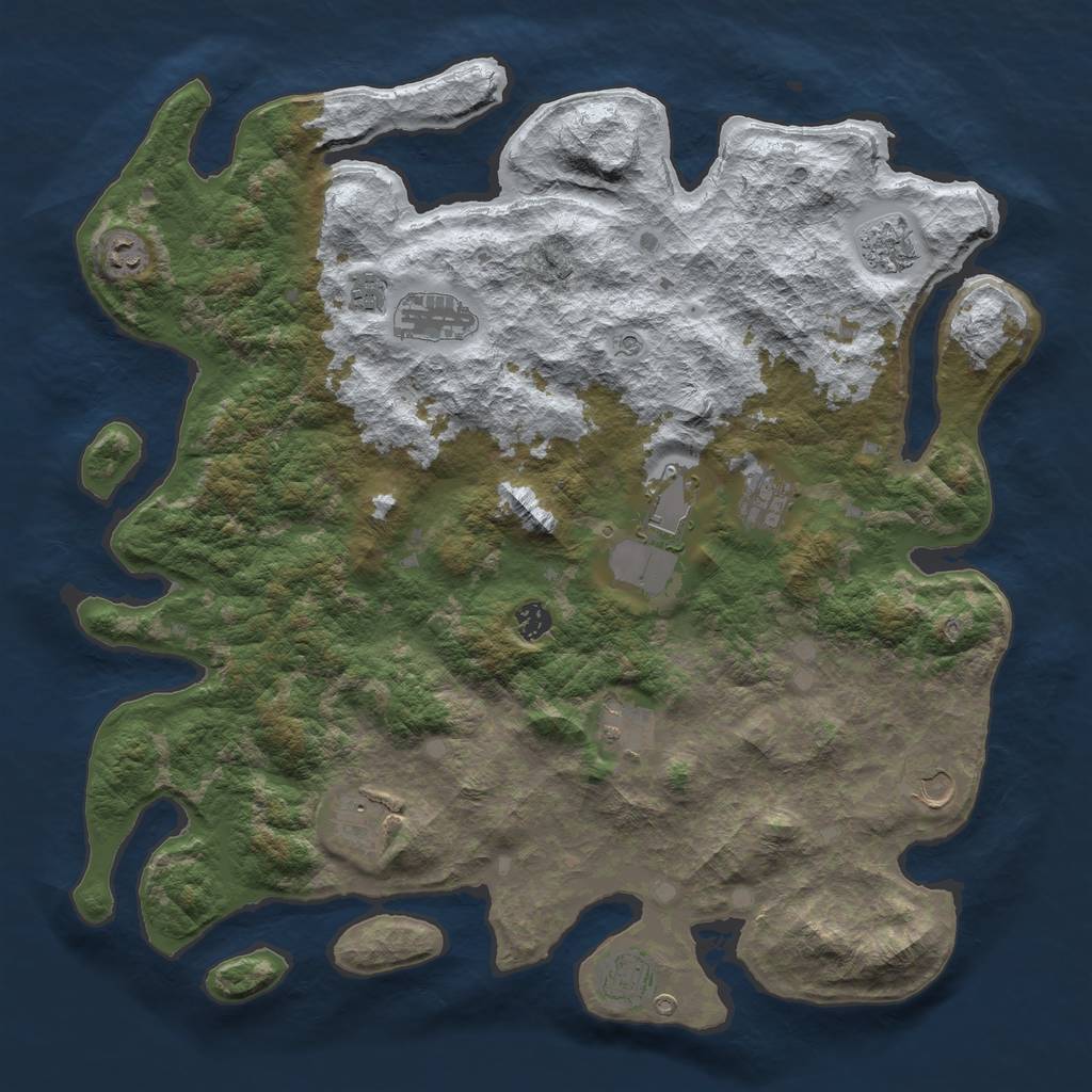 Rust Map: Barren, Size: 4500, Seed: 6234741, 14 Monuments