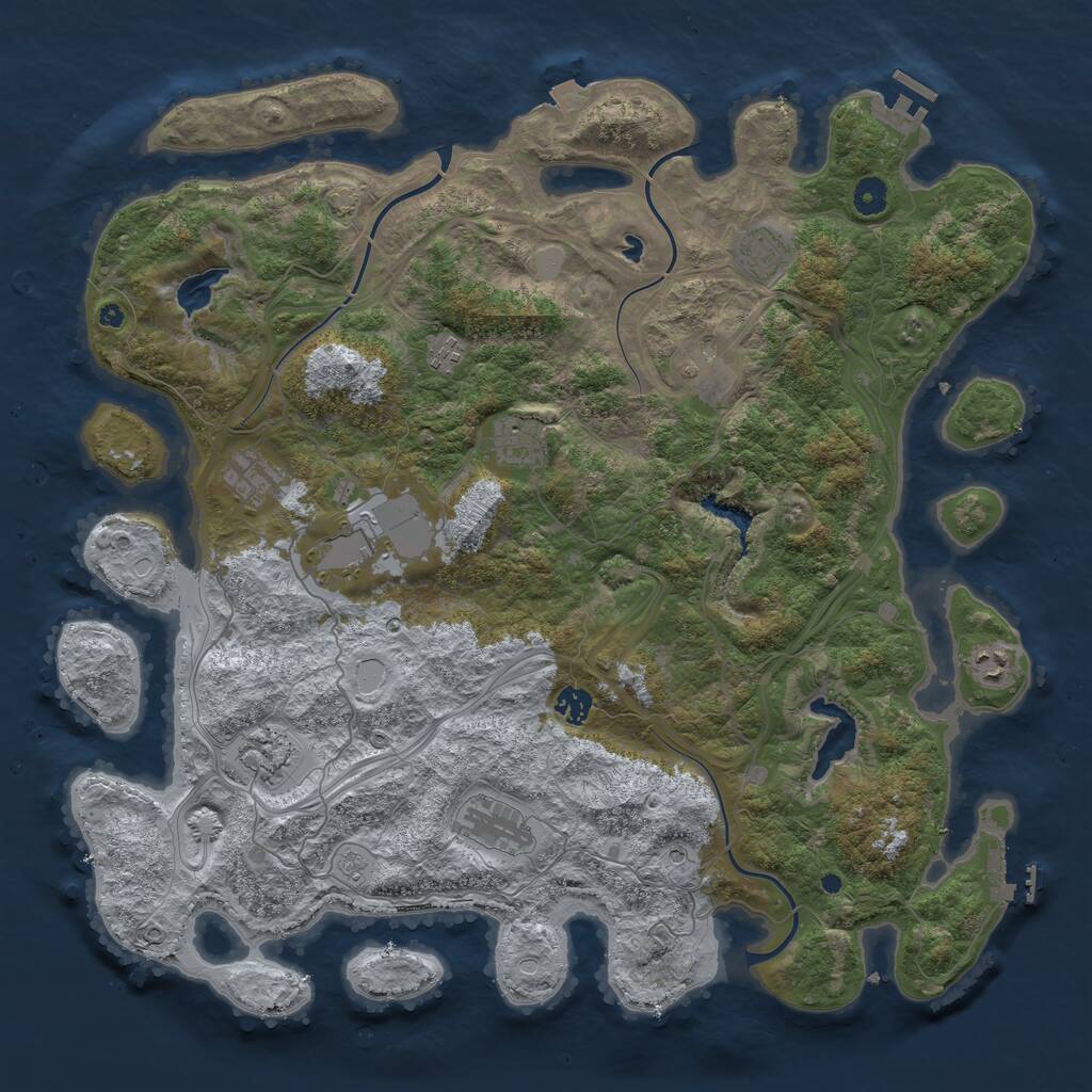 Rust Map: Procedural Map, Size: 4500, Seed: 4636966, 16 Monuments