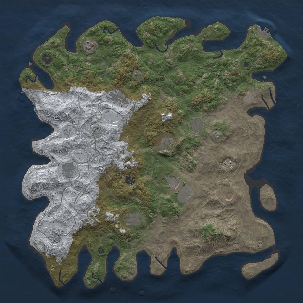 Rust Map: Procedural Map, Size: 4500, Seed: 2166969, 20 Monuments