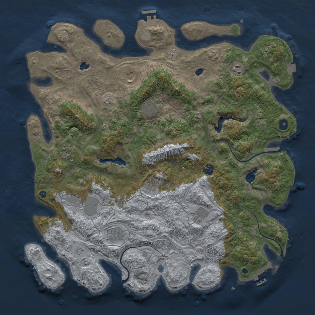 Rust Map: Procedural Map, Size: 4500, Seed: 2572966, 16 Monuments
