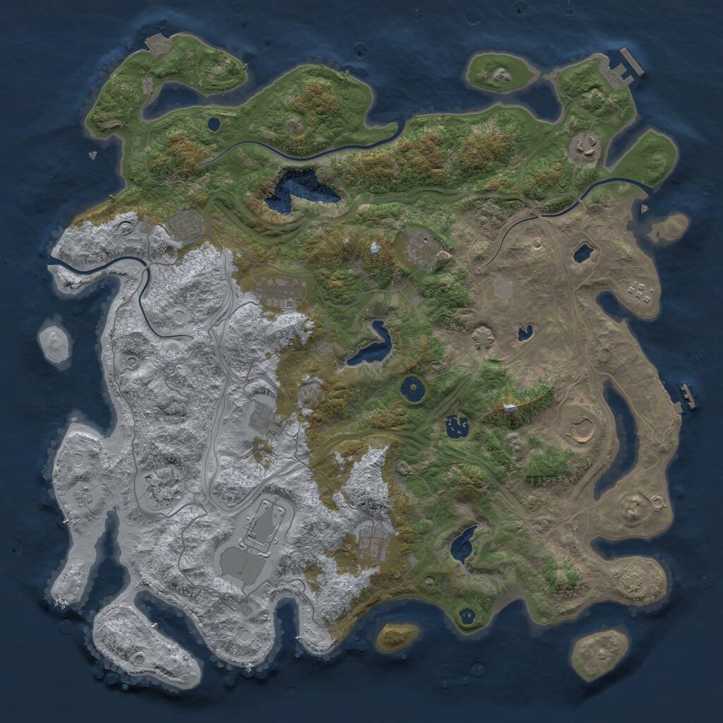Rust Map: Procedural Map, Size: 4500, Seed: 2488959, 17 Monuments