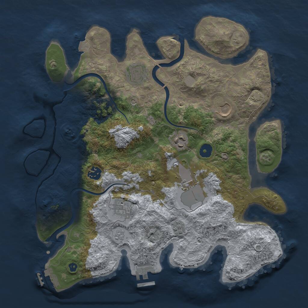 Rust Map: Procedural Map, Size: 3500, Seed: 168844271, 13 Monuments