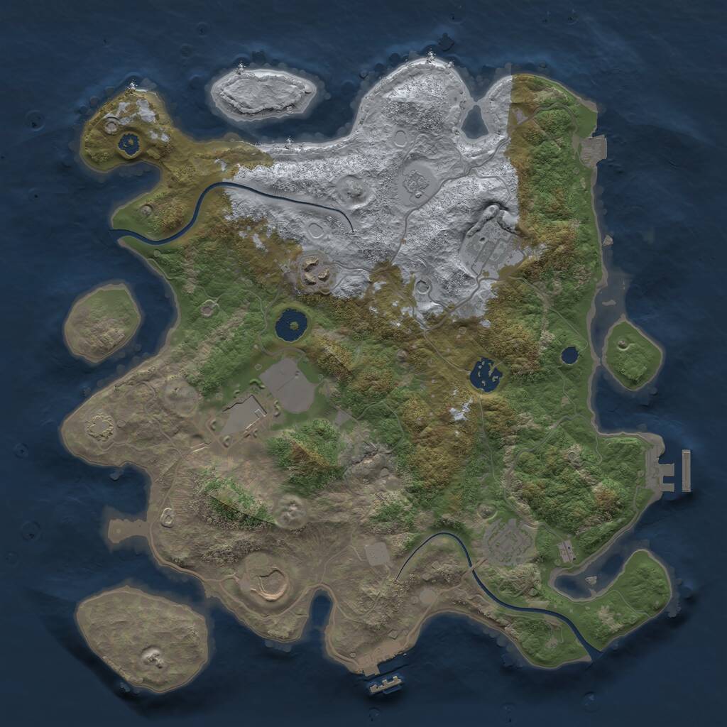 Rust Map: Procedural Map, Size: 3500, Seed: 532246, 12 Monuments