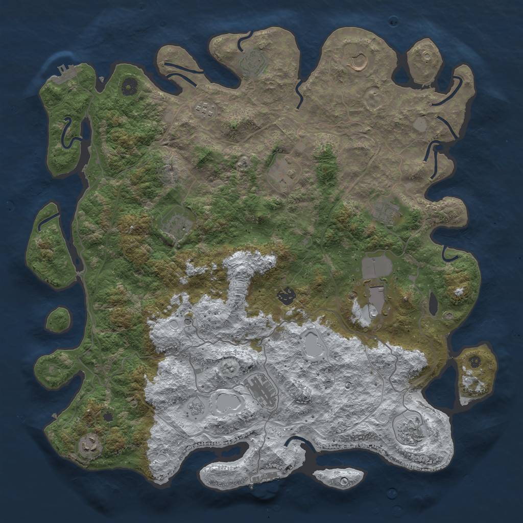 Rust Map: Procedural Map, Size: 4500, Seed: 4858146, 20 Monuments