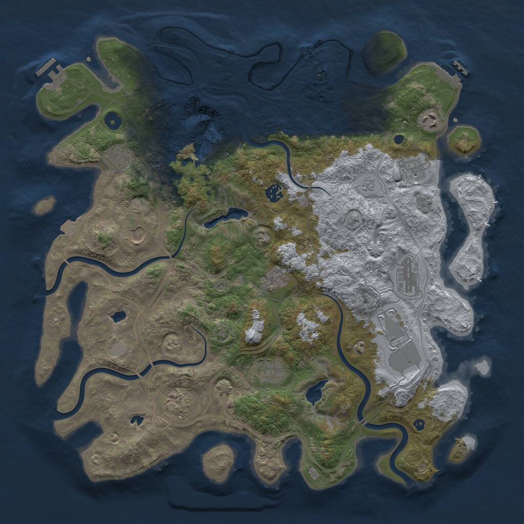 Rust Map: Procedural Map, Size: 4500, Seed: 5529446, 17 Monuments