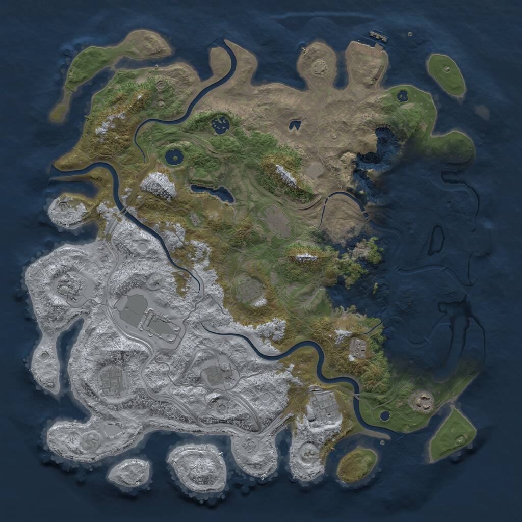 Rust Map: Procedural Map, Size: 4500, Seed: 867917, 16 Monuments