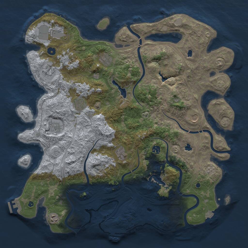 Rust Map: Procedural Map, Size: 4500, Seed: 3297530, 16 Monuments
