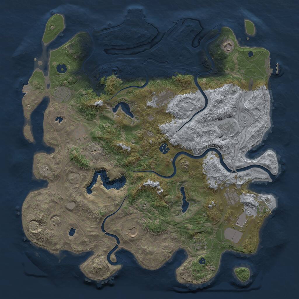 Rust Map: Procedural Map, Size: 4500, Seed: 3266254, 17 Monuments