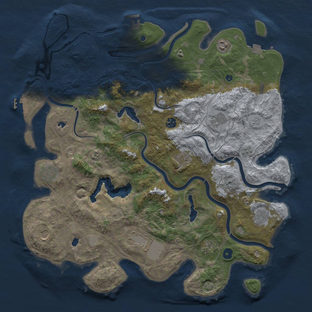 Rust Map: Procedural Map, Size: 4500, Seed: 3266254, 16 Monuments
