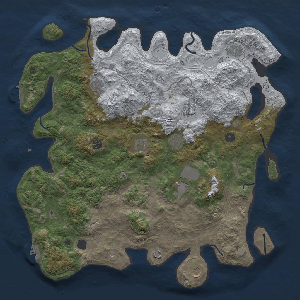 Rust Map: Procedural Map, Size: 4500, Seed: 2469296, 19 Monuments