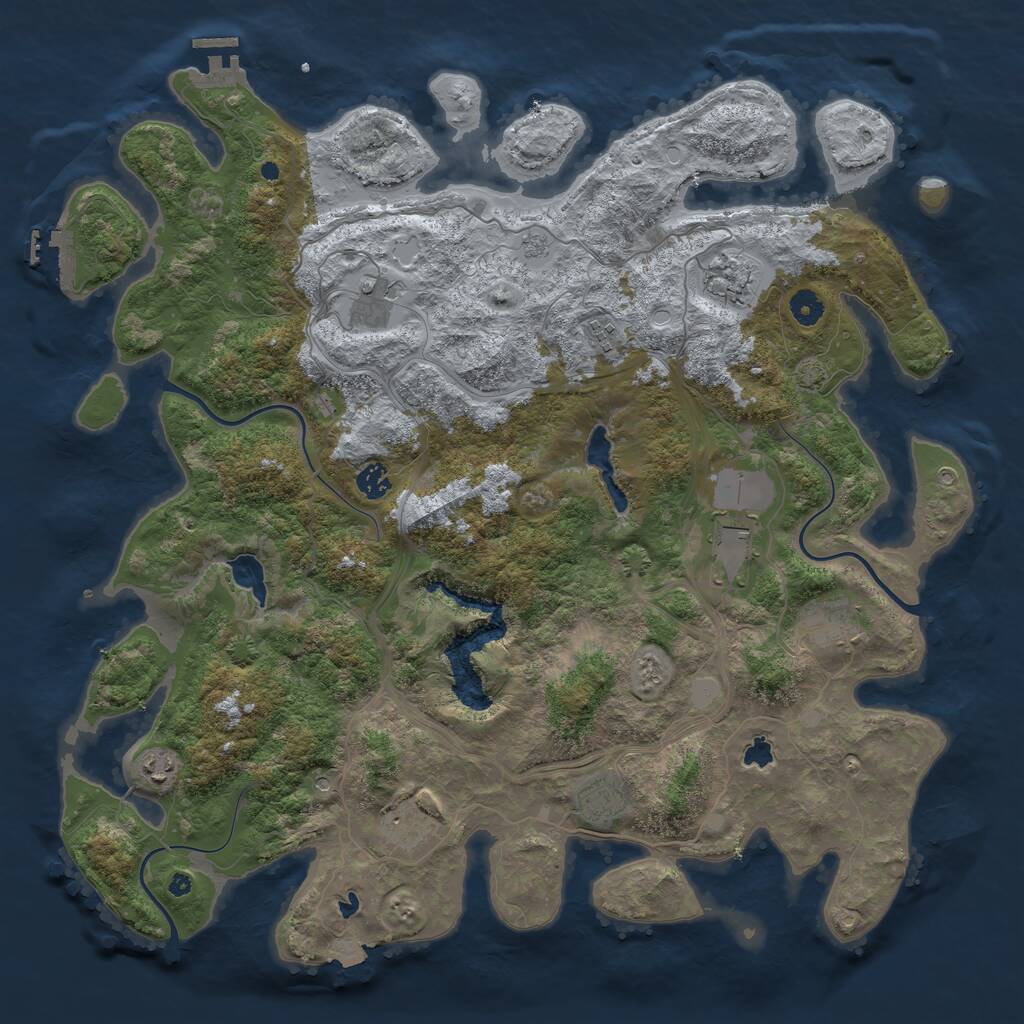 Rust Map: Procedural Map, Size: 4500, Seed: 5505464, 15 Monuments