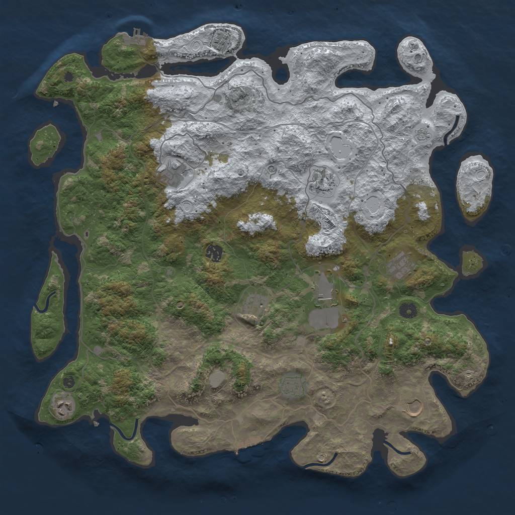 Rust Map: Procedural Map, Size: 4500, Seed: 5826637, 19 Monuments