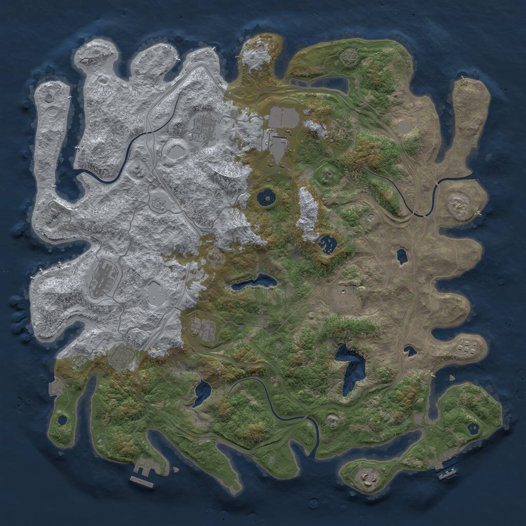 Rust Map: Procedural Map, Size: 4500, Seed: 6057516, 16 Monuments