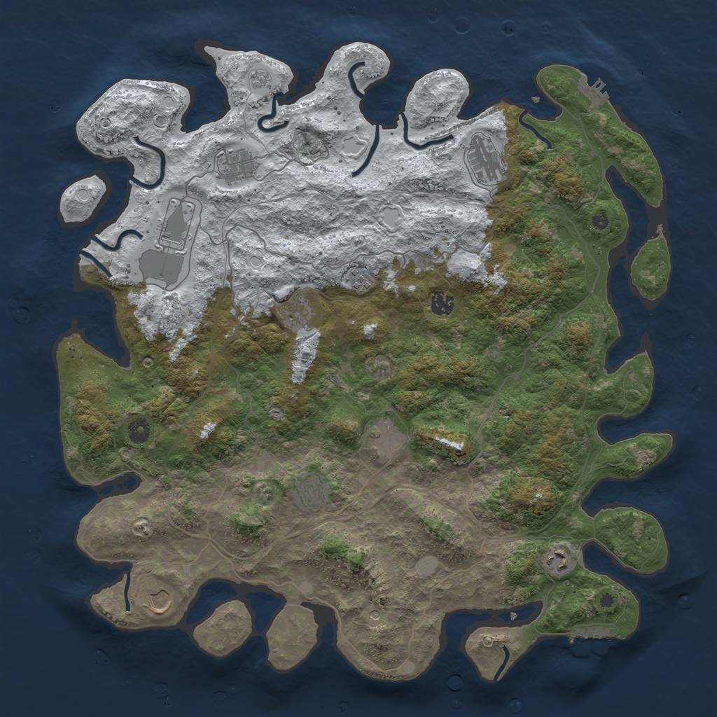Rust Map: Procedural Map, Size: 4500, Seed: 2909016, 19 Monuments