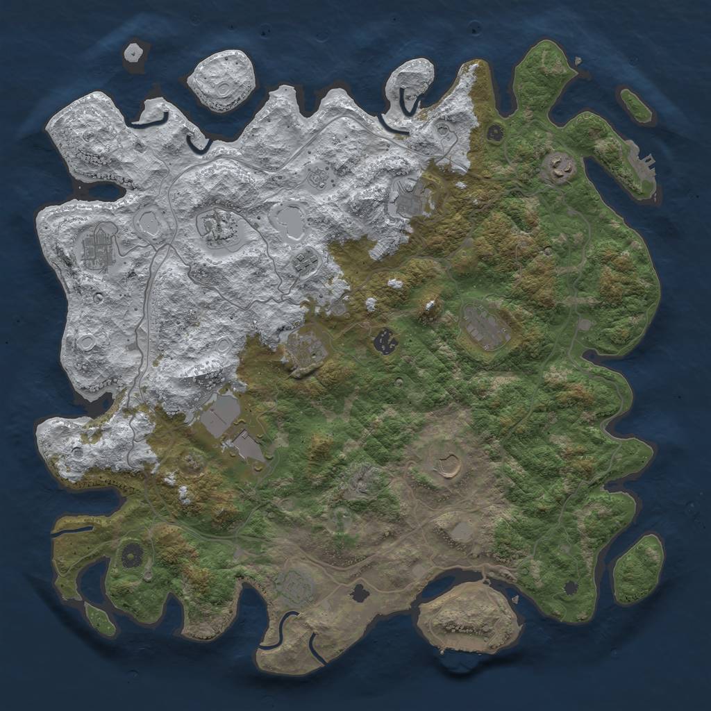 Rust Map: Procedural Map, Size: 4500, Seed: 3801491, 20 Monuments