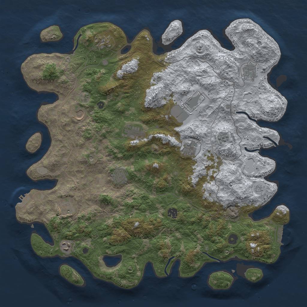 Rust Map: Procedural Map, Size: 4500, Seed: 3951618, 20 Monuments