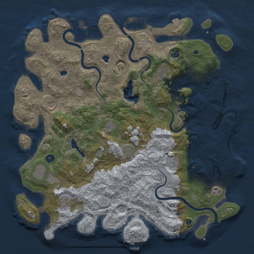 Rust Map: Procedural Map, Size: 4500, Seed: 1400879, 16 Monuments
