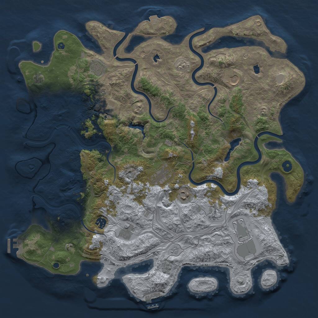Rust Map: Procedural Map, Size: 4500, Seed: 3820351, 16 Monuments