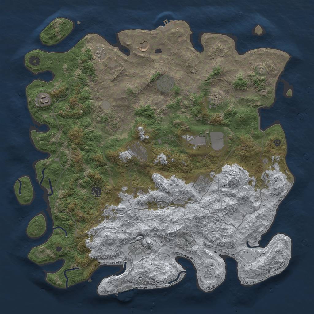 Rust Map: Procedural Map, Size: 4500, Seed: 1119030, 19 Monuments