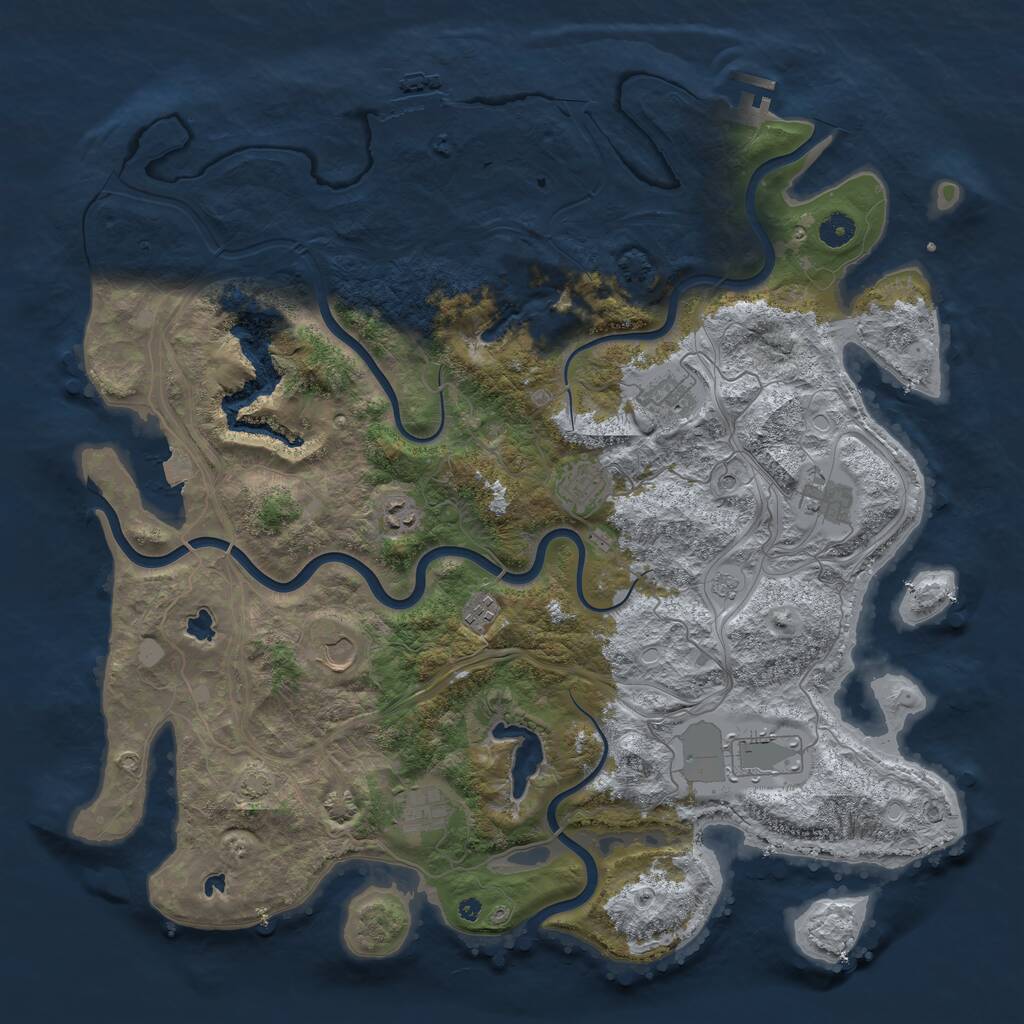 Rust Map: Procedural Map, Size: 4500, Seed: 4155947, 14 Monuments