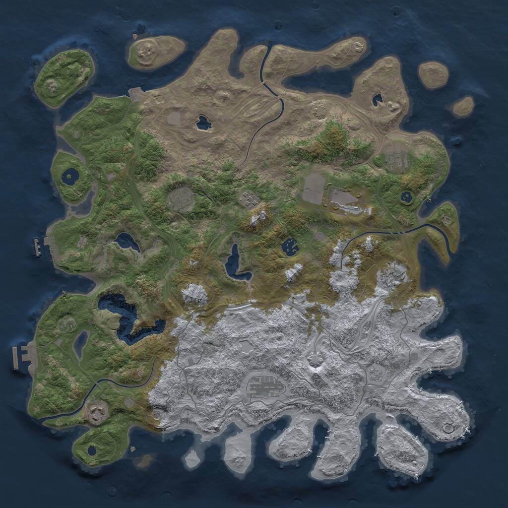Rust Map: Procedural Map, Size: 4500, Seed: 1708607, 14 Monuments