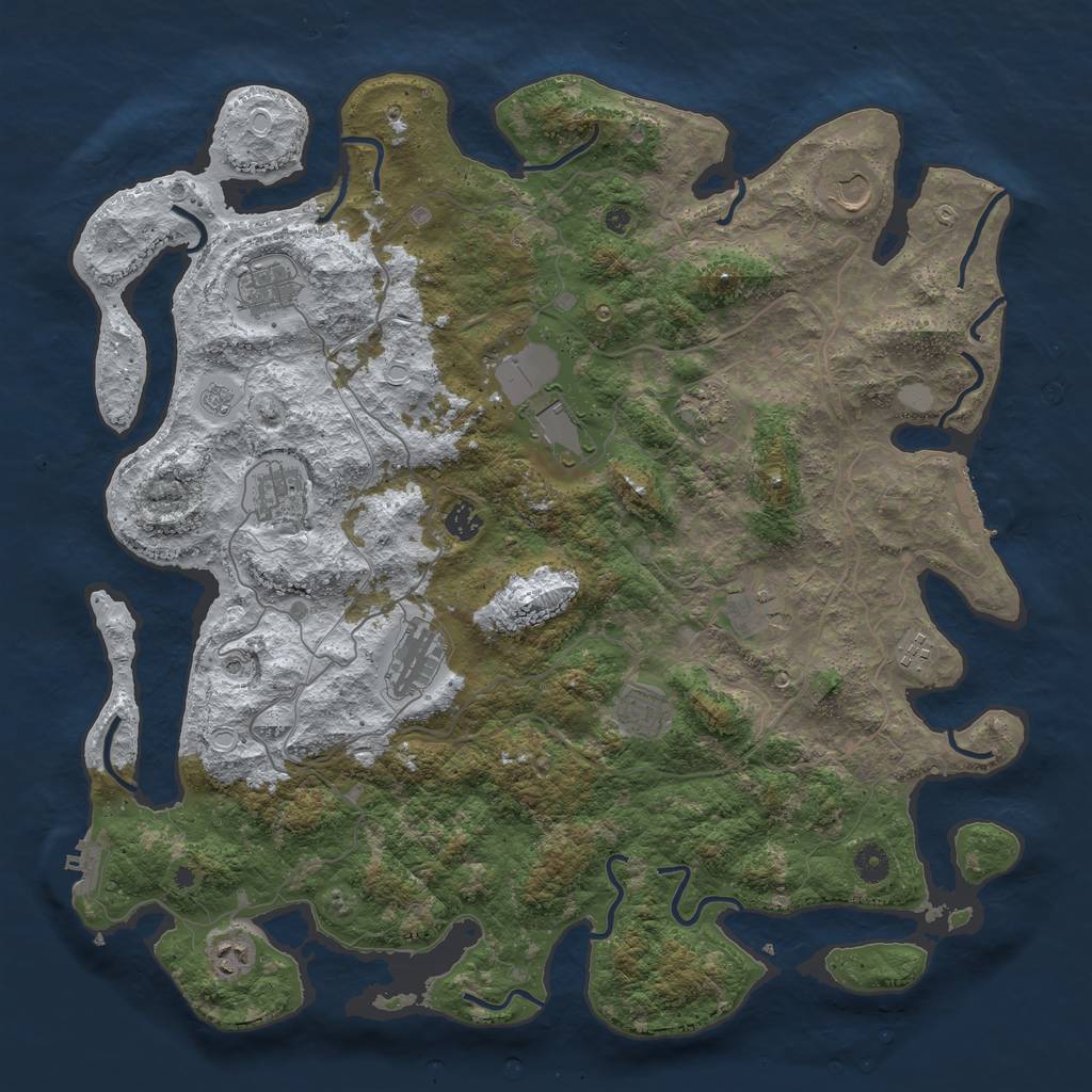 Rust Map: Procedural Map, Size: 4500, Seed: 4673795, 20 Monuments
