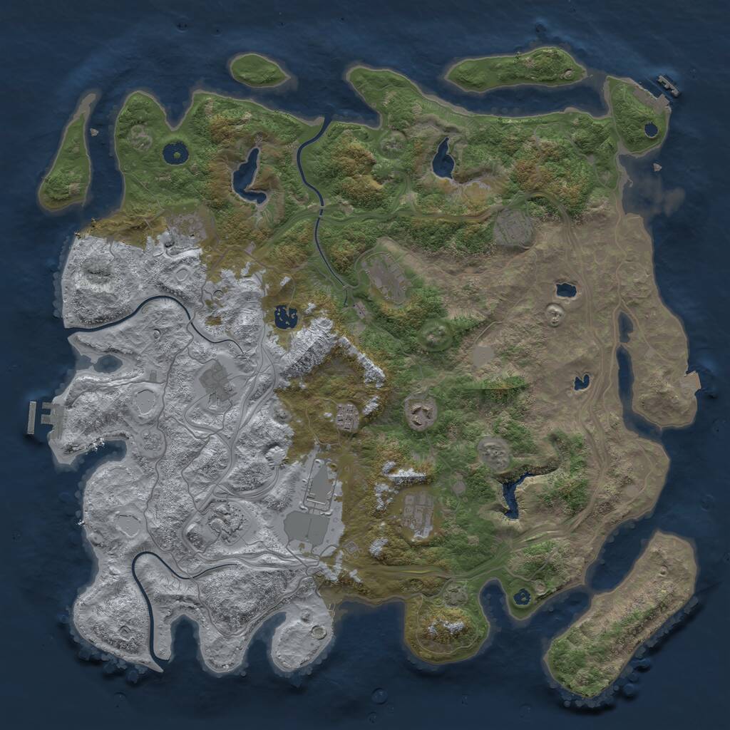 Rust Map: Procedural Map, Size: 4500, Seed: 4400286, 16 Monuments