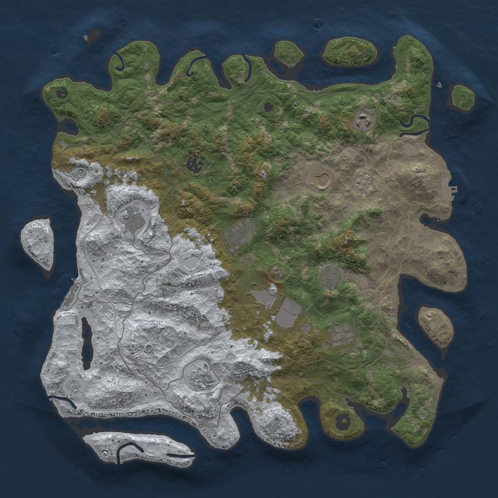 Rust Map: Procedural Map, Size: 4500, Seed: 2596971, 19 Monuments