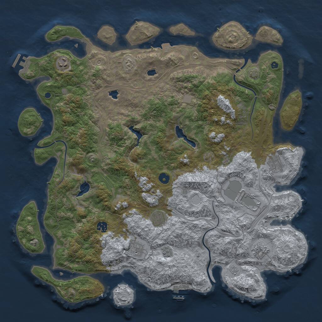 Rust Map: Procedural Map, Size: 4500, Seed: 880463, 14 Monuments
