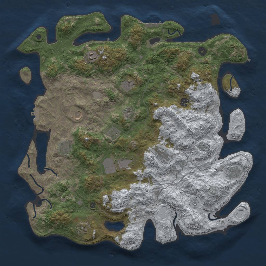 Rust Map: Procedural Map, Size: 4500, Seed: 2246501, 20 Monuments