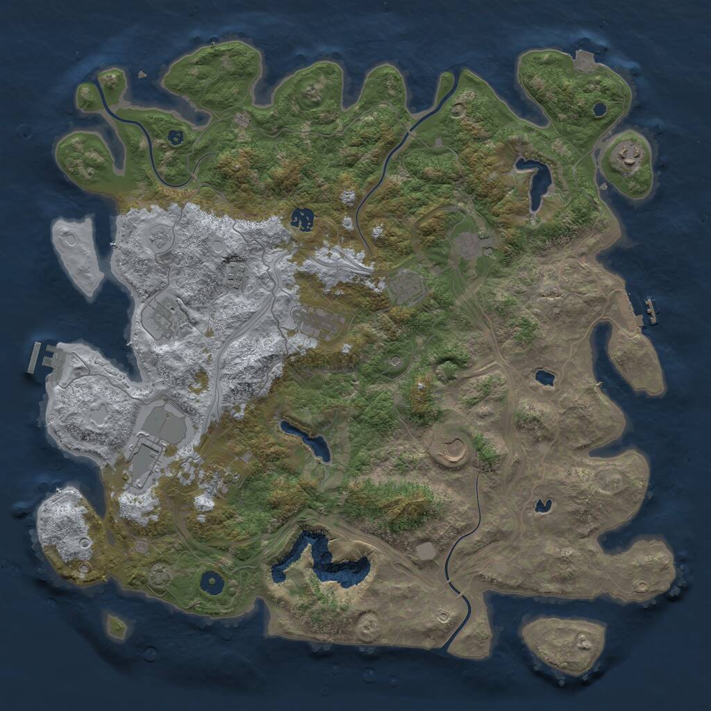 Rust Map: Procedural Map, Size: 4500, Seed: 3417958, 16 Monuments