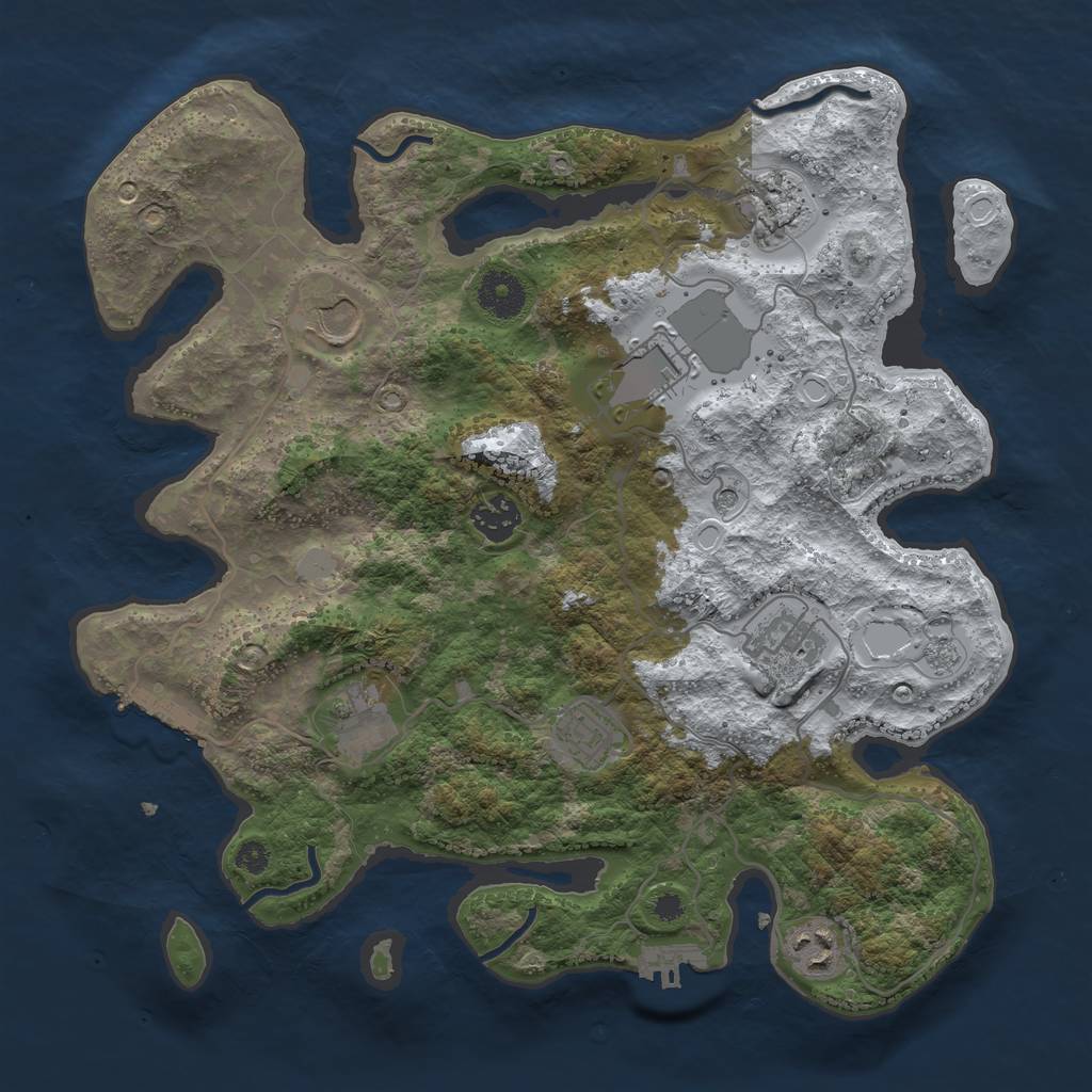 Rust Map: Procedural Map, Size: 3500, Seed: 1623163, 17 Monuments