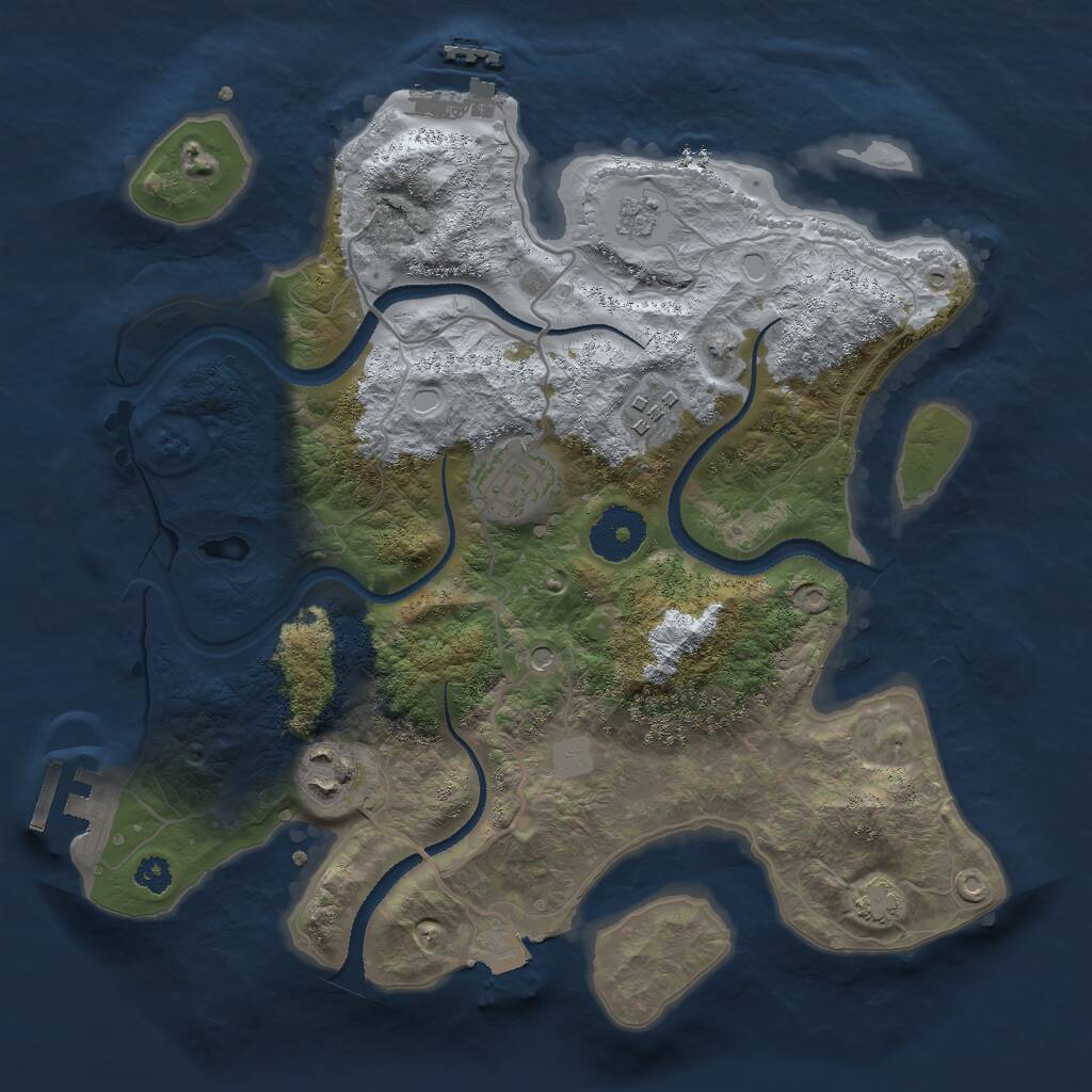 Rust Map: Procedural Map, Size: 3000, Seed: 343173605, 9 Monuments