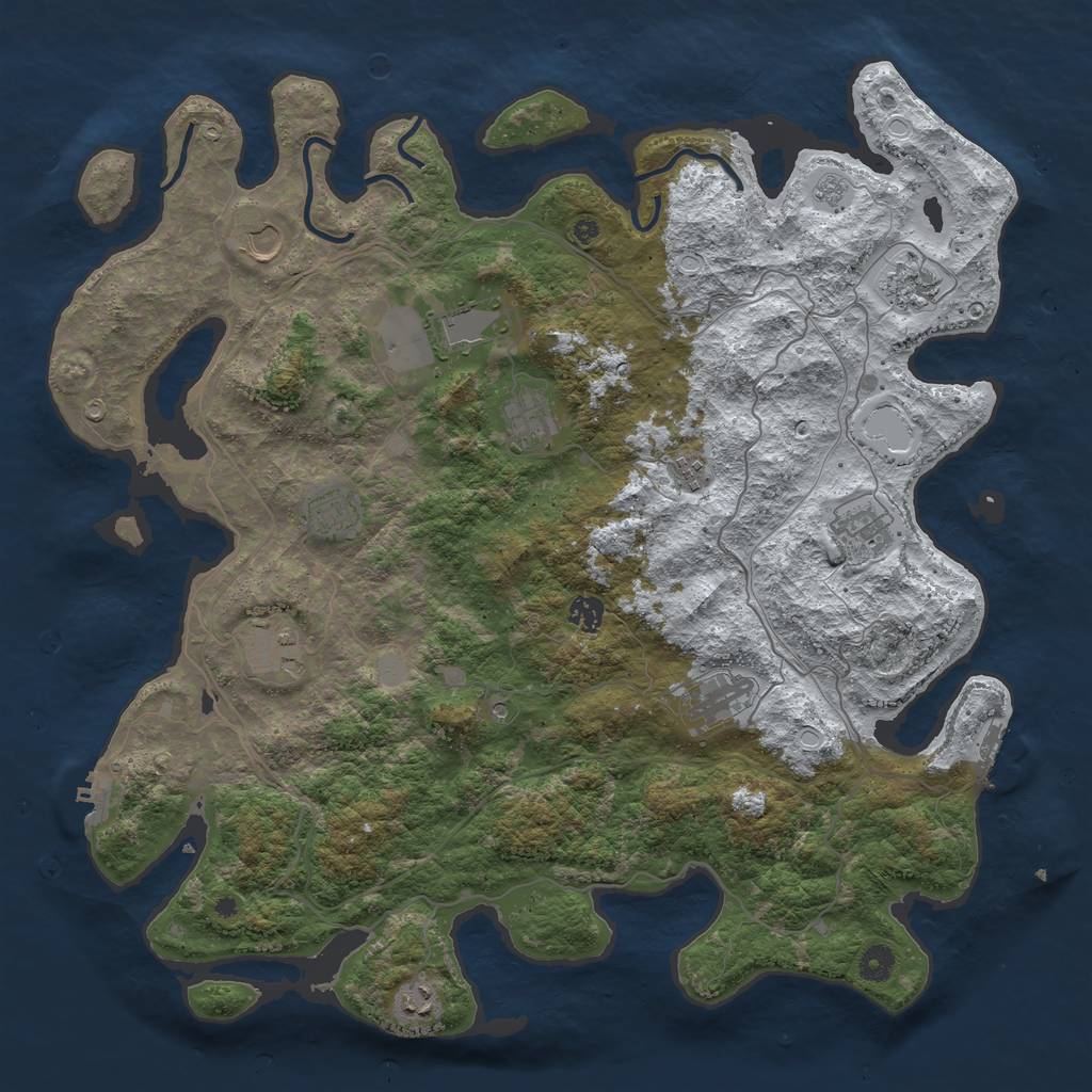 Rust Map: Procedural Map, Size: 4500, Seed: 4384197, 20 Monuments