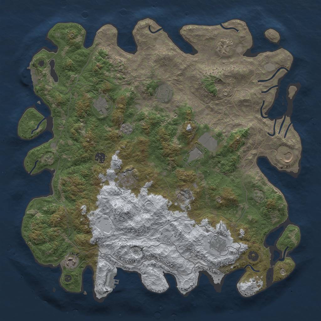 Rust Map: Procedural Map, Size: 4500, Seed: 802292, 19 Monuments