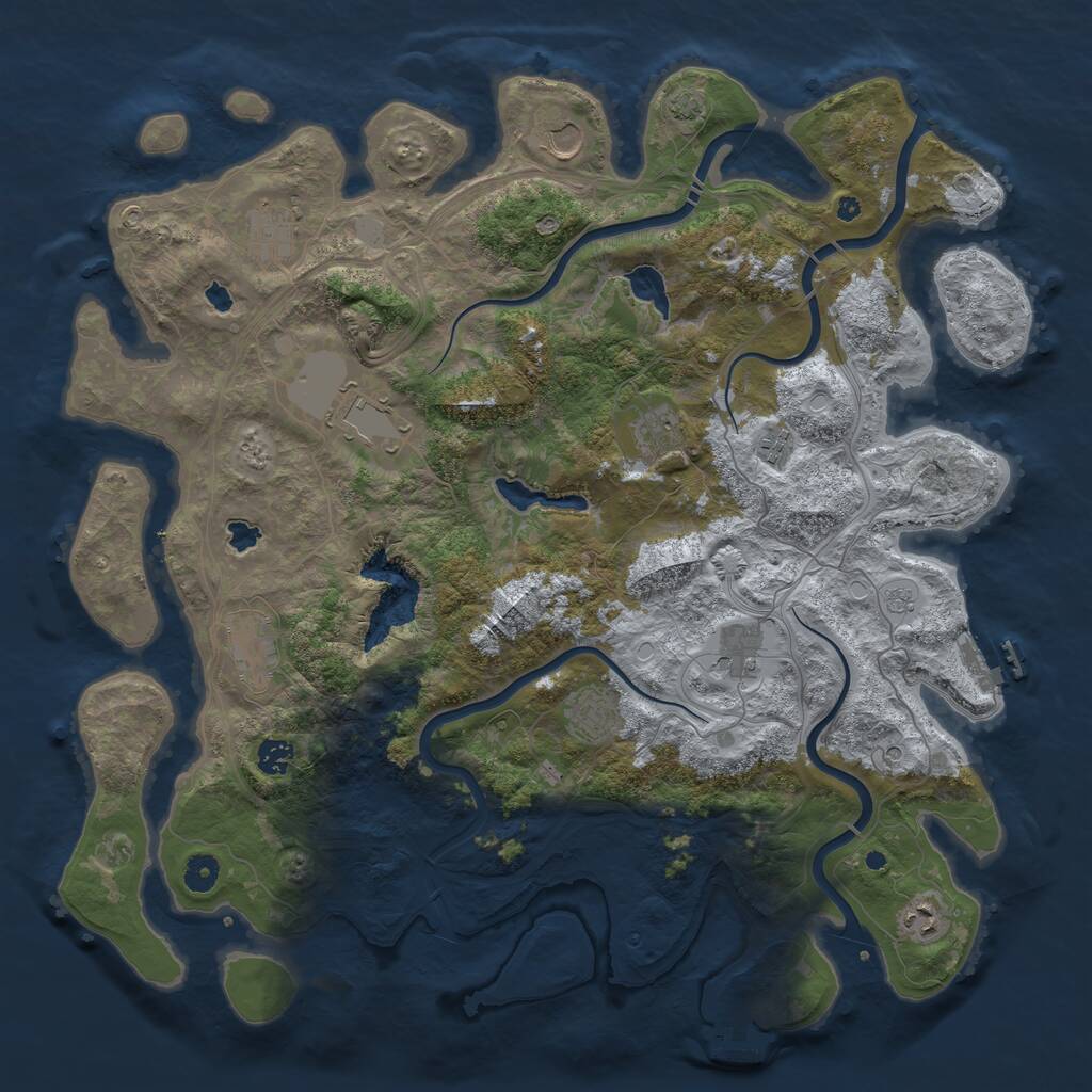Rust Map: Procedural Map, Size: 4500, Seed: 124381, 16 Monuments