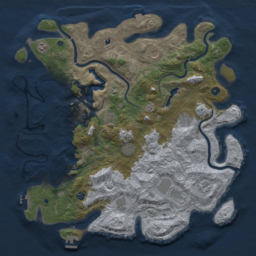Rust Map: Procedural Map, Size: 4500, Seed: 3673327, 16 Monuments